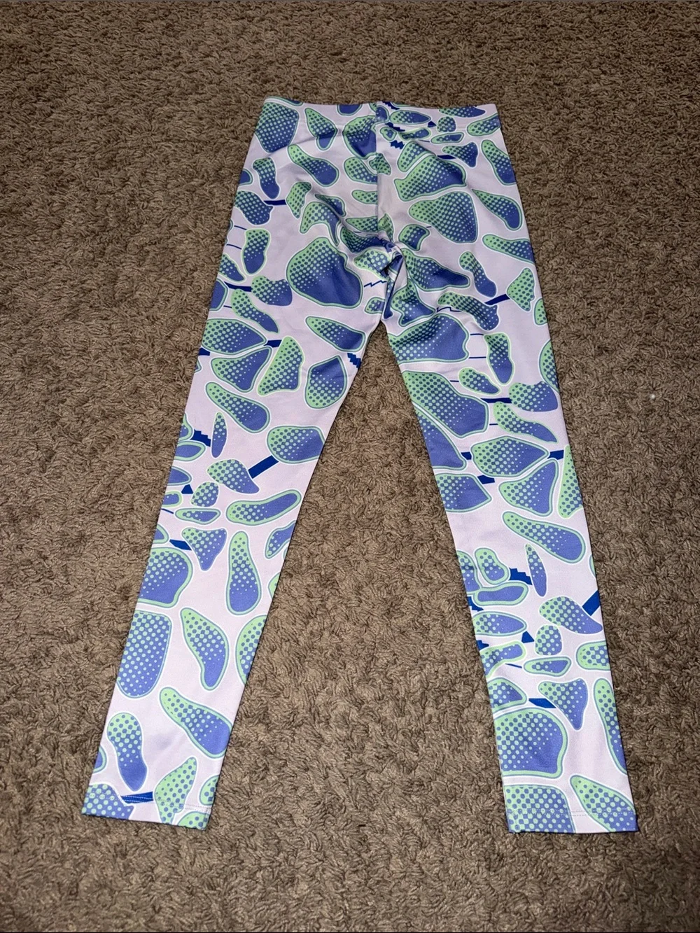 Girls' Lavender Leggings with Blue & Green Abstract Print